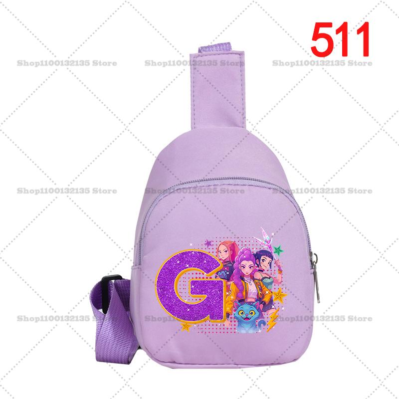 YIRAN Jewelry KPop Demon Hunters Borsttas voor Meisjes Anime Cartoon 26letters stof Schoudertas Studenten Mini Draagbare Crossbody Tas Duurzame Cadeaus gray