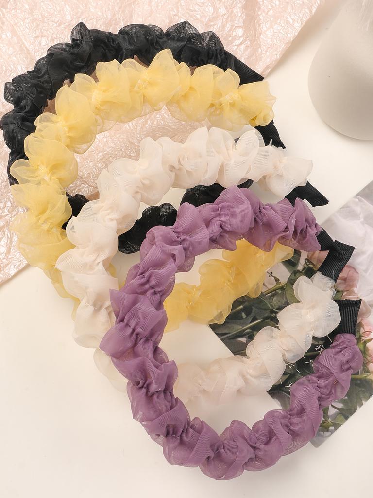 Neues Trendiges Einfarbiges Netz Falten Anti-Rutsch Spitze Elegantes Haarband Flauschiger Tüll Make-Up Haar Accessoires Professionelles Salon