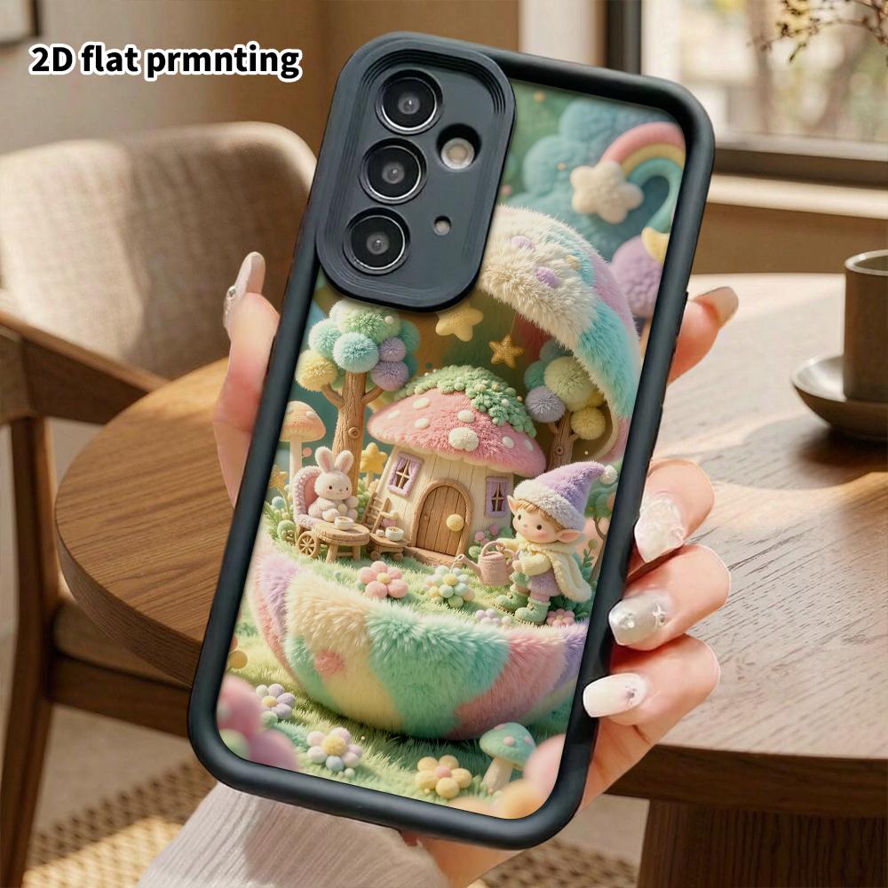 Phone Case: 2D flat, suitable for Samsung Galaxy A34 A35 M05 M06 S20 S22 S21 FE Plus 5G, Mushroom Elf Cottage, perfect Christmas and Halloween holiday