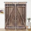 Retro Wooden Door Texture Vintage Barn for Bedchamber Livingroom Space Kitchen Windowpane Drape Contemporary Household Space Decoration 2 Panels