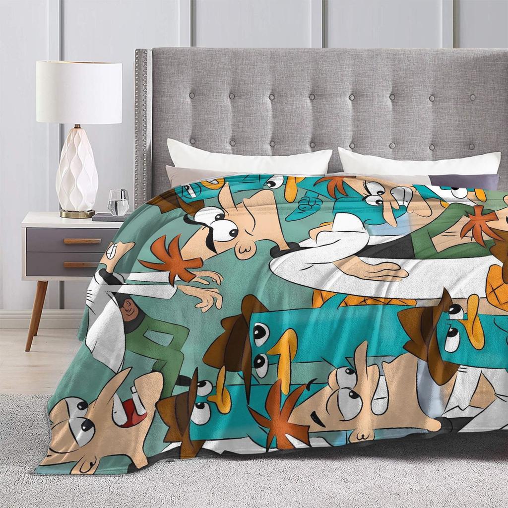 Coperta in Flanella di Perry l'Ornitorinco Invernale Calda Morbida Biancheria da Letto Coperte Divano Letto Tendenza Street Copriletto Copridivano Letto