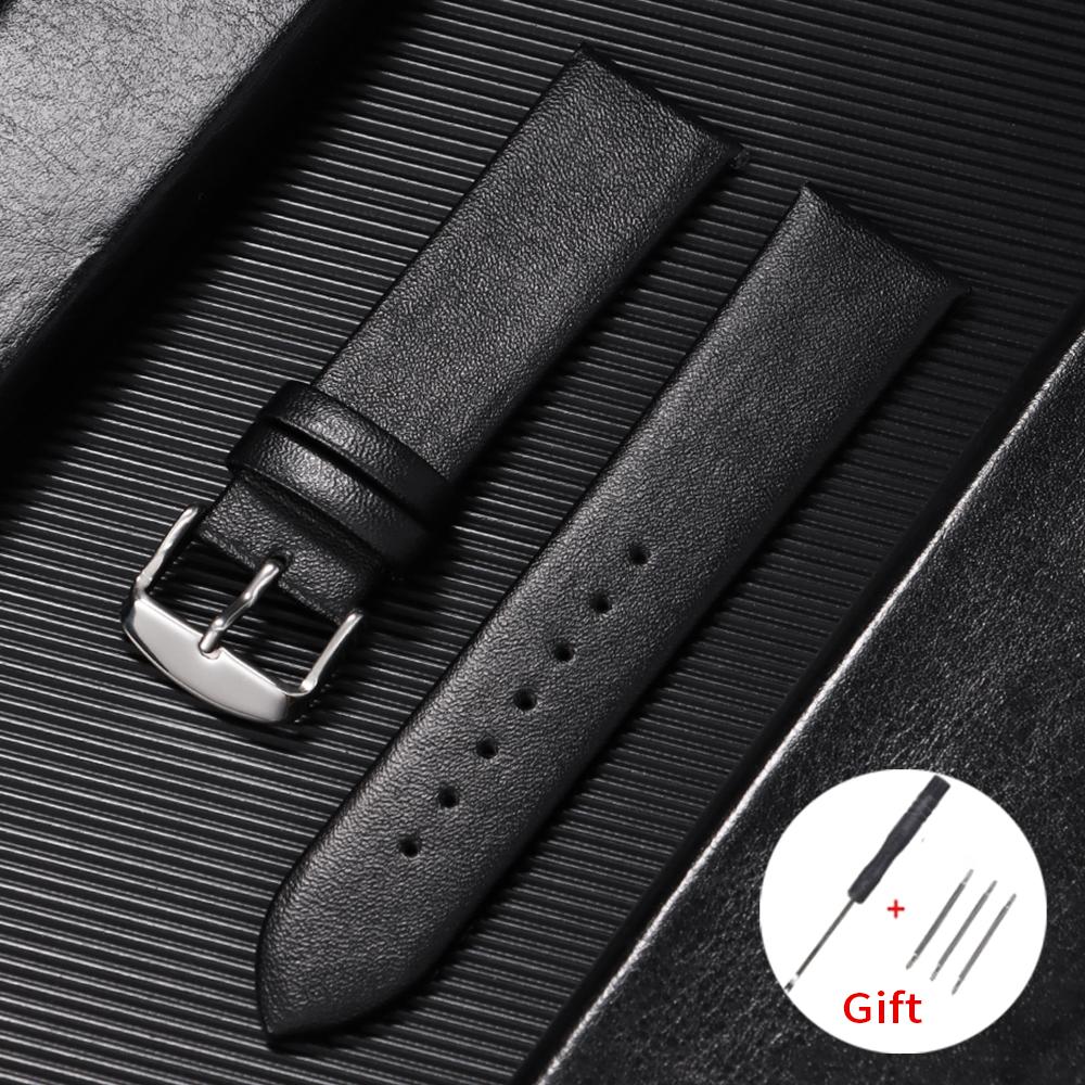 12mm 14mm Ultra-dünnes Leder Uhrenarmband Universelles Weiches Uhrenband 16mm 18mm 19mm 20mm 21mm 22mm Damen Herren Ersatzarmband