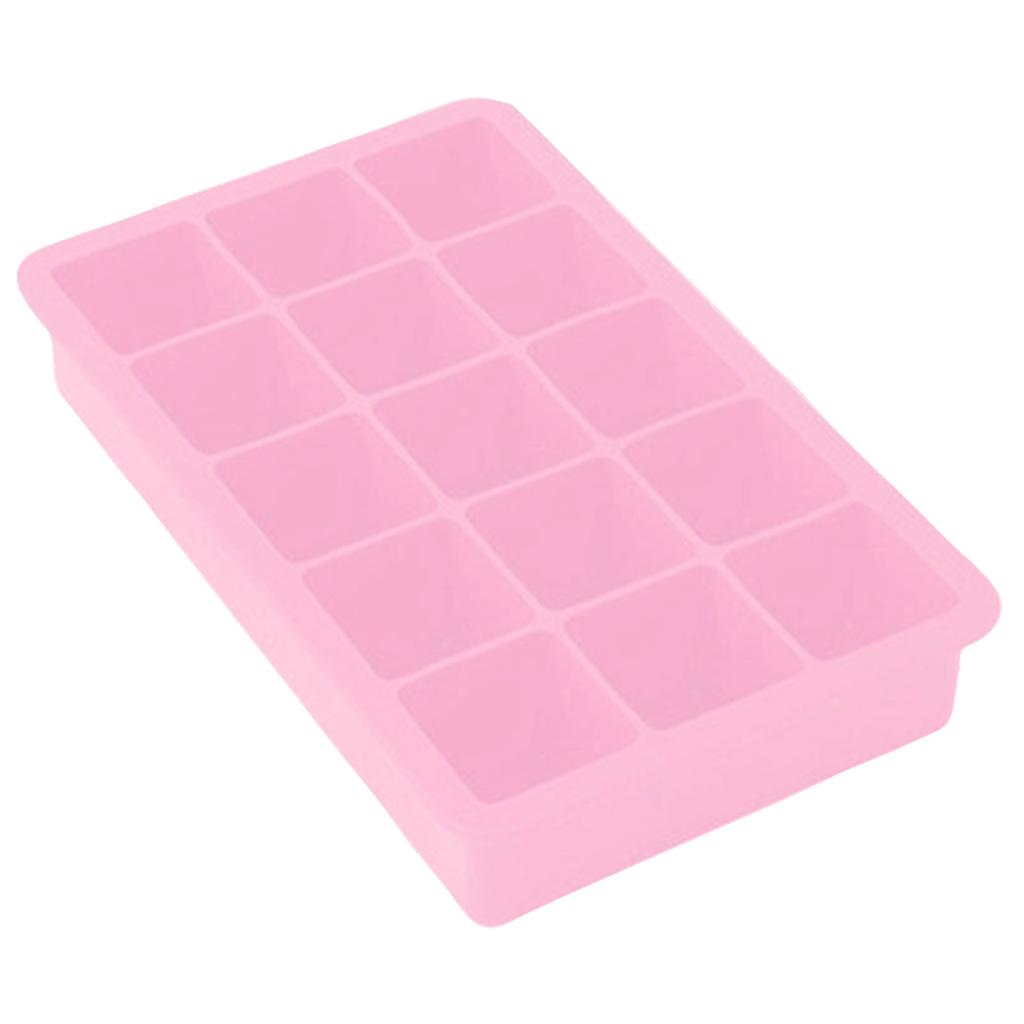 Silicone Large Ice Cube Tray Mold Flexible Non-Stick Ice Maker with 15 Large Square Compartments for Home Kitchen Freezer Use