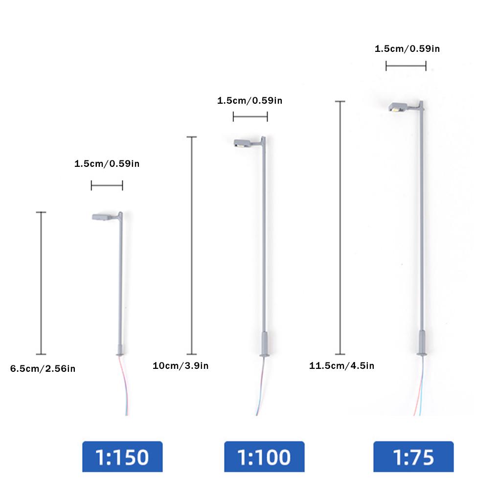 1:150/1:100/1:87 Scale Single Head Lamp Model Miniature DIY Decor Night-light Sand Table Building Park Garden Outdoor Lighting