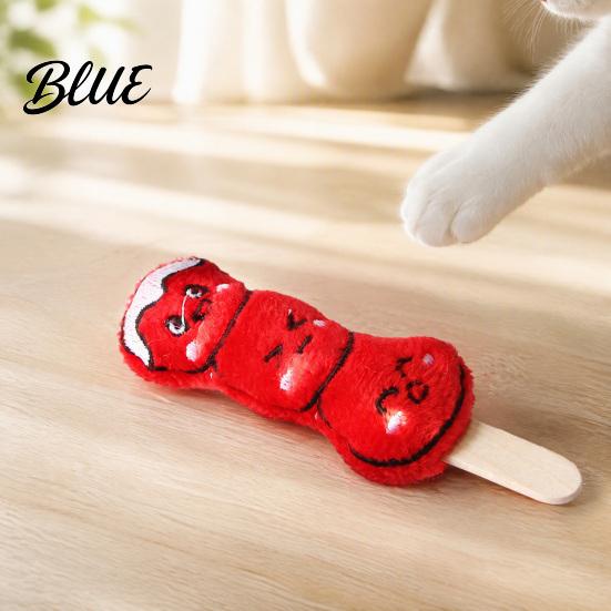Stress Relief Pet Products Plush Cat Chew Toy Sugarcoated Haws Stick Design Kitten Teething Interactive Toys Stuffed Toy for Indoor Cats Biting,
