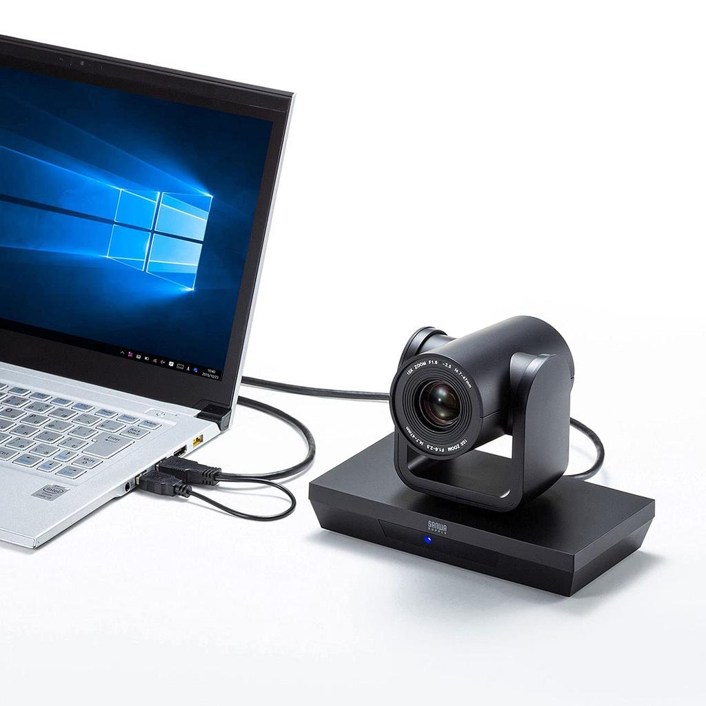 Sanwa Supply Webcam with 10x USB A Megapixel Remote Control Compatible Zoom, Connection, 2.1 Resolution, (CMS-V54BK)