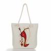 Multifunctional Coffee-colored Girl Printed Thick Rope Shoulder Beach Bag Casual Large Capacity Handbag 0107