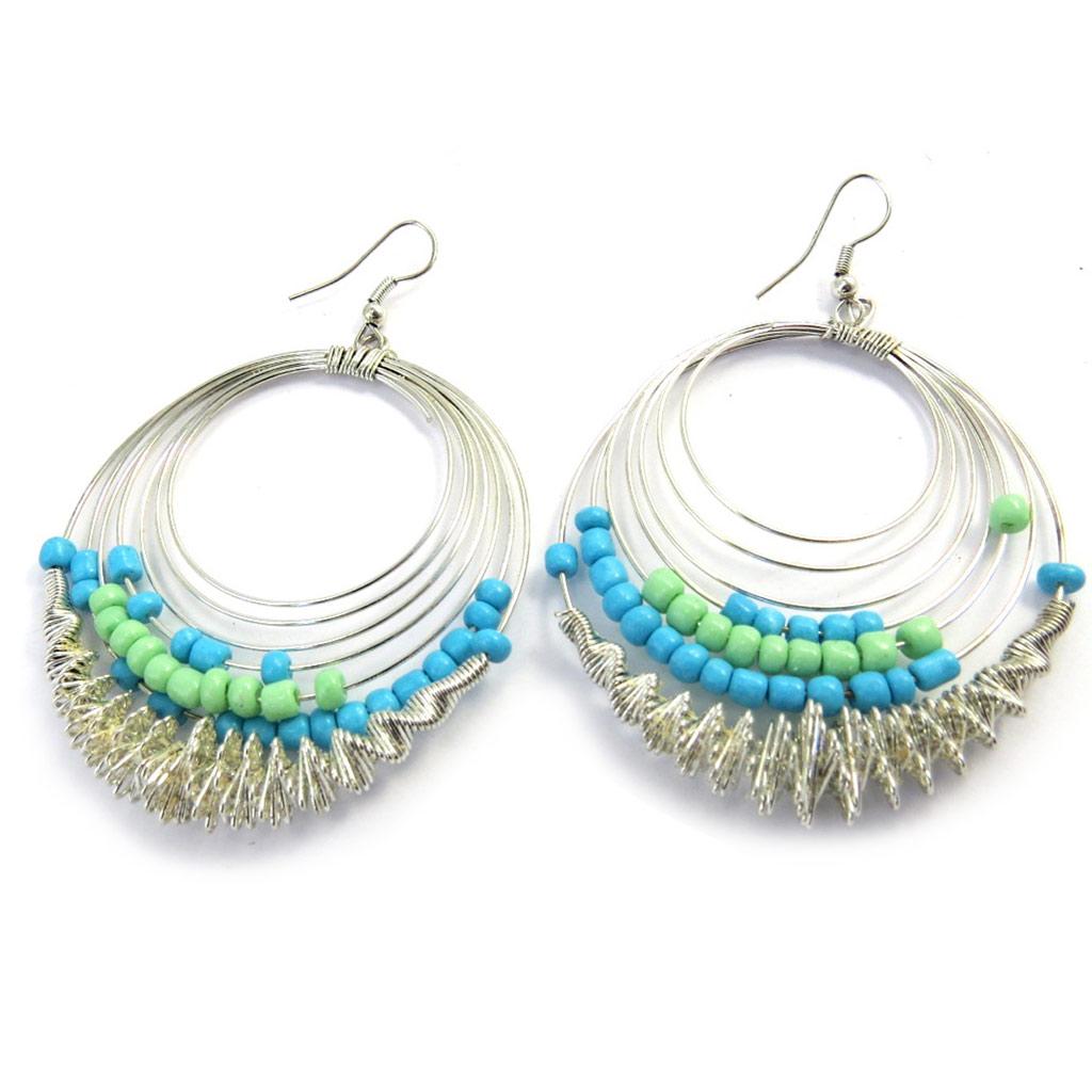Les Trésors De Lily [M5626] - Blue Green 'Calcutta' Earrings