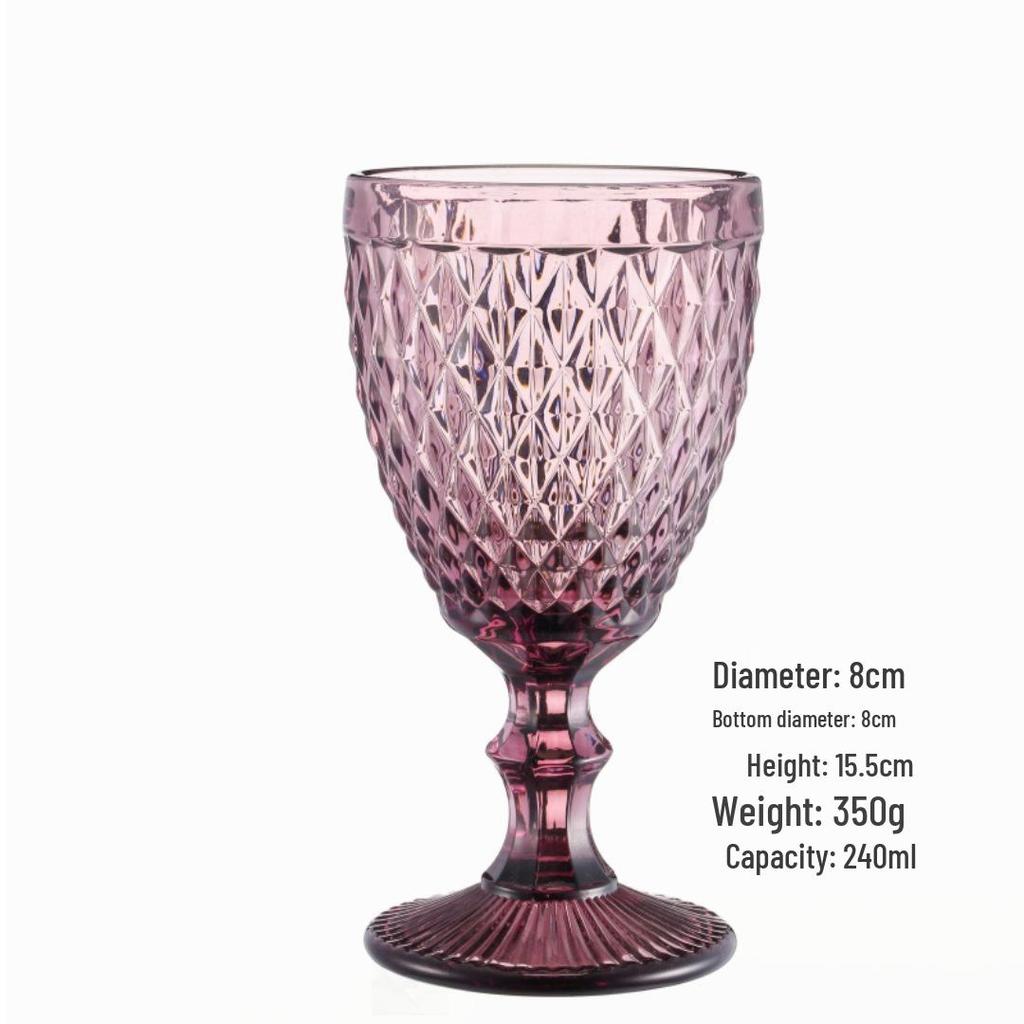 Vintage Embossed High-Footed Red Wine Glass with Bubbles - Wedding Decoration, Child-Friendly, Thickened Design