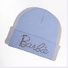 Solid Fashionable Color Knitted Hat With Alphabet Rhinestone Decor For Daily