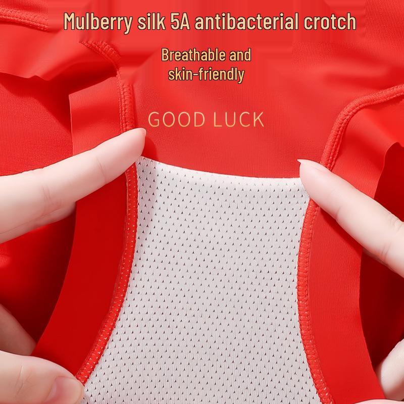 Women's Soft Modal Mid-Waist Seamless Briefs - Good Luck Red Wedding Underwear