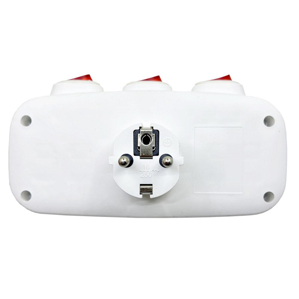 3 Horizontal Socket with 3 Individual Switches Power Adapter Power Converter Socket Wall Socket for Living Room Bedroom