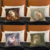 Retro Vintage Hedgehog Print Polyester Pillow Case for Valentine gift Home Sofa Cushion Cover Decoration Custom