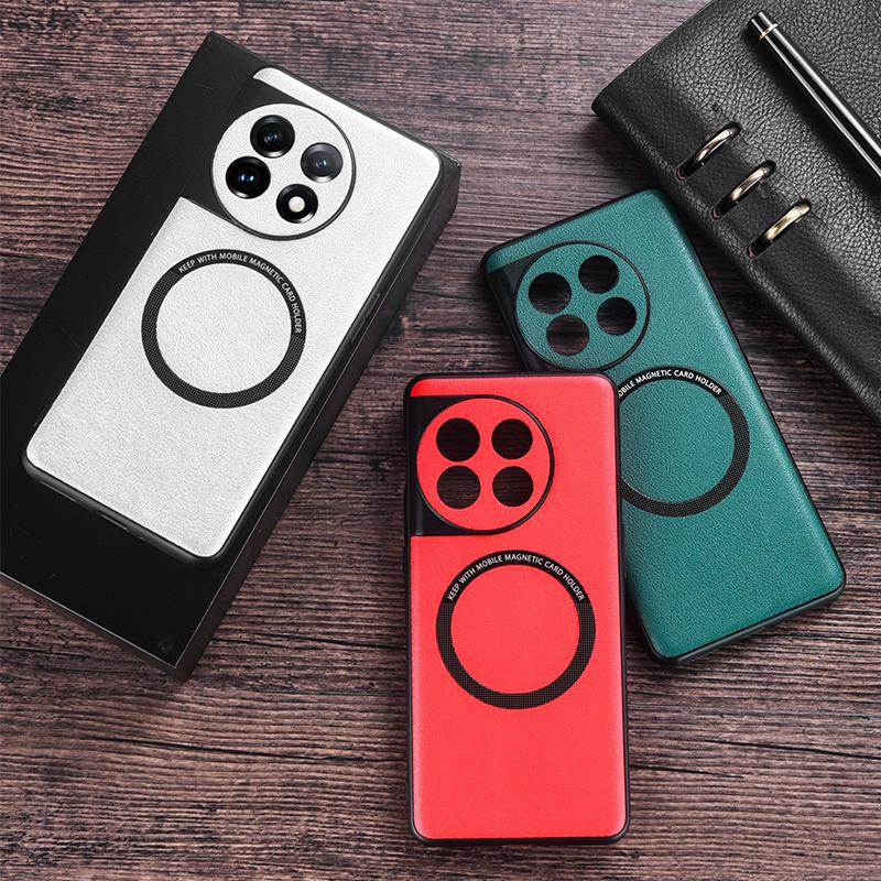 Magnetic Phone Case for OnePlus 11 5G,PU Leather Coated TPU+PC Electroplating Back Cover