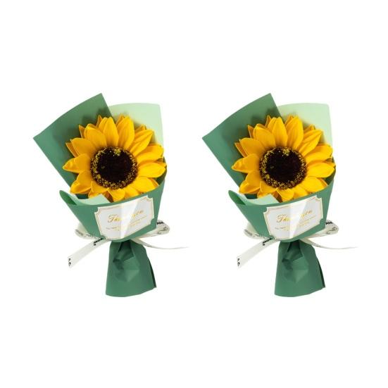 2 Pcs Mini Sunflower Bouquet Scented Artificial Soap Flower Birthday Valentine's Day Gifts