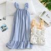Women's Polka Dot Cotton Gauze Nightdress - Summer Sling, Mid-Length, Sweet & Lovely Pajamas