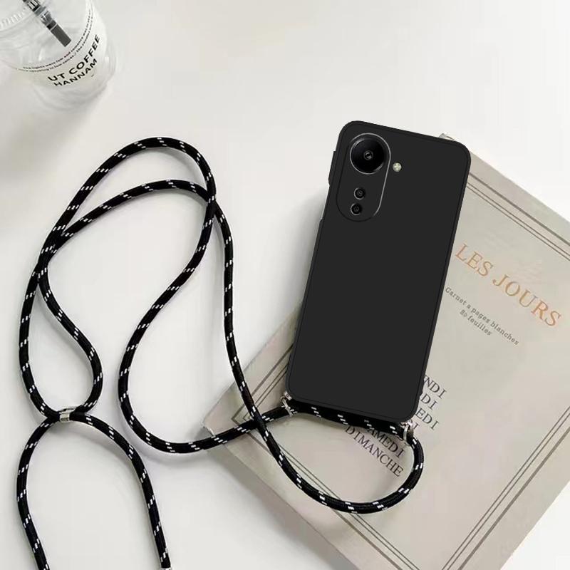 Náhrdelník Crossbody Popruh Šňůrka Silikonové Pouzdro Pro OPPO A80 5g A3 Pro 5g Globální CPH2639 Měkký Lanyard Zadní Kryt Fundas