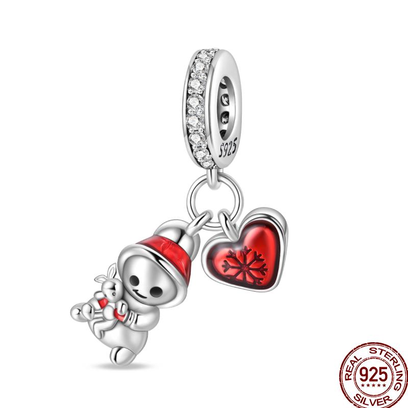 Copper Copper Snowman Gingerbread Santa Claus Ornaments Beads Suitable For 3Mm Original Bracelet Diy Jewelry