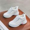 Spring new slope heel muffin platform casual shoes inner height increase women's shoes small white shoes flying woven breathable
