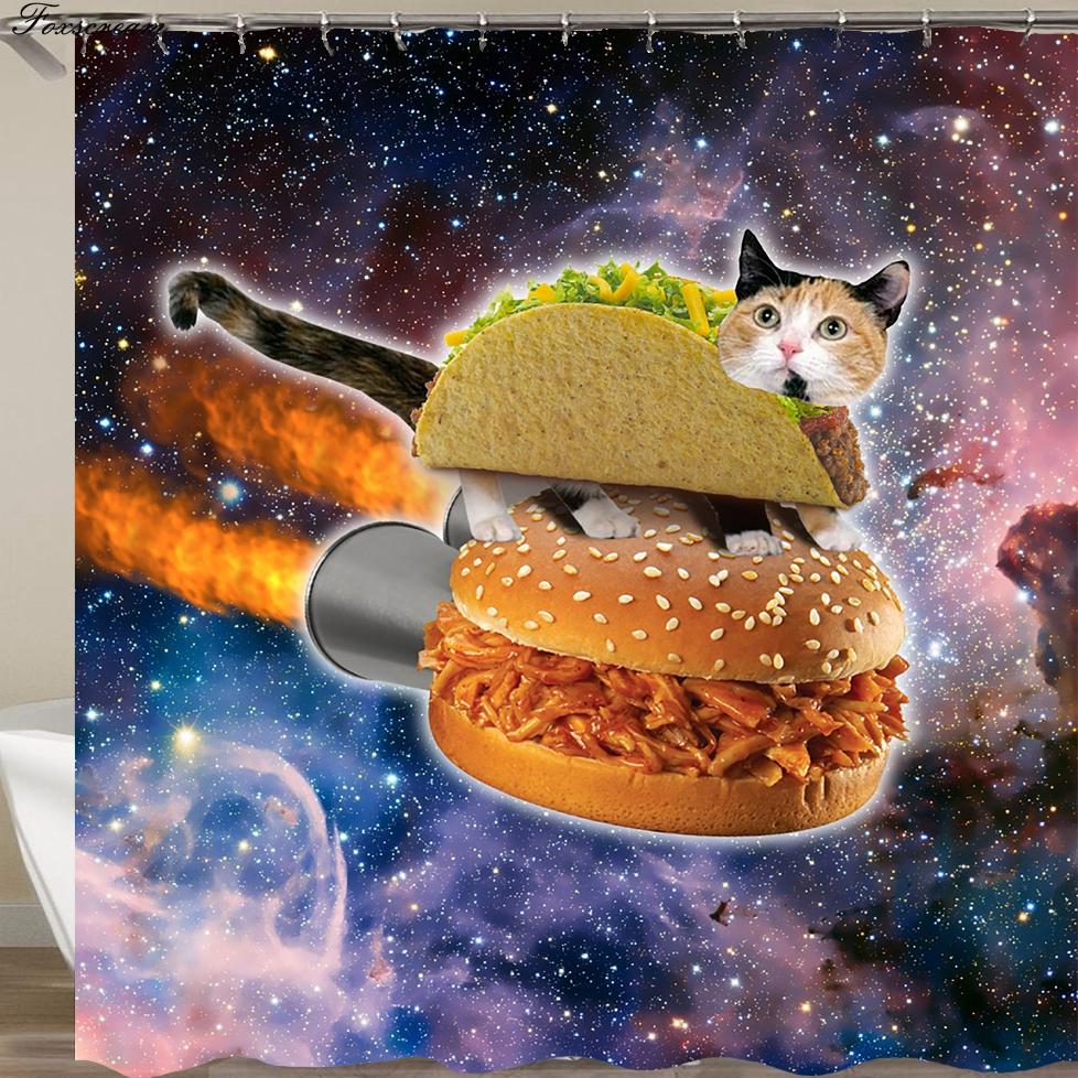 

Занавеска для душа с рисунком кота, 3D занавеска для душа в ванной, водонепроницаемая тканевая занавеска для душа, забавная занавеска для душа или коврик