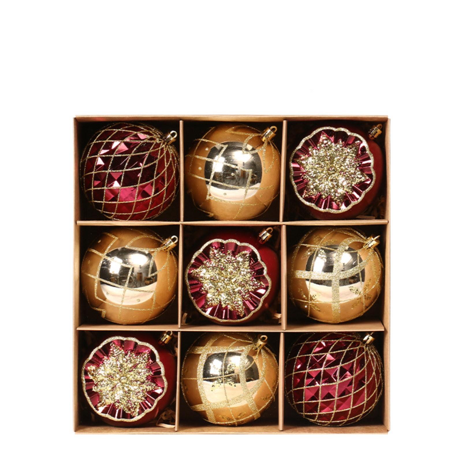 

Рождественский прозрачный расписной набор рождественских шаров подарочная коробка One Size винный