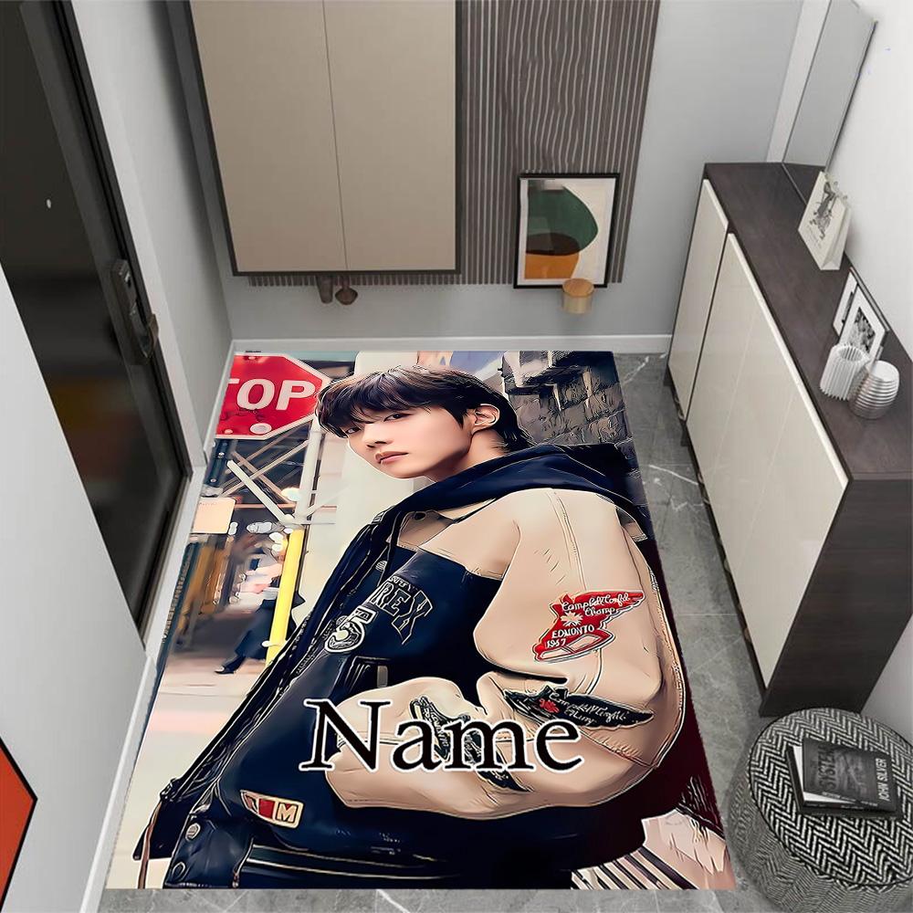 Bold Unique Style Customizable Name Carpet Design for Entryway Kitchen Foyer Decorate room Anti-slip Rug Anime Office Decor Best for Christmas