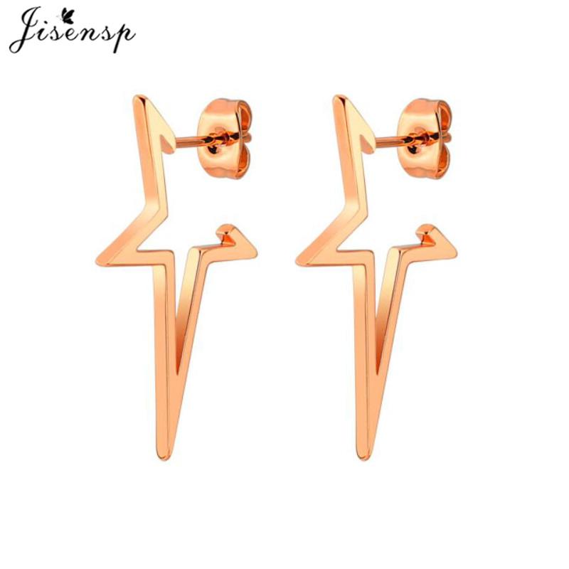 Big Star Earings Punk Stud Earrings Women Minimalist Jewelry Rose Gold Color Stainless Steel Earrings 2024 Piercing Accessories