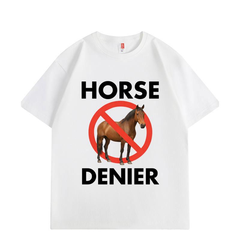 Смешная футболка с мемом Horse Denier для мужчин и женщин, модная, высокое качество, оверсайз, летняя, повседневная, свободная, хлопковая, стритвир S разноцветный