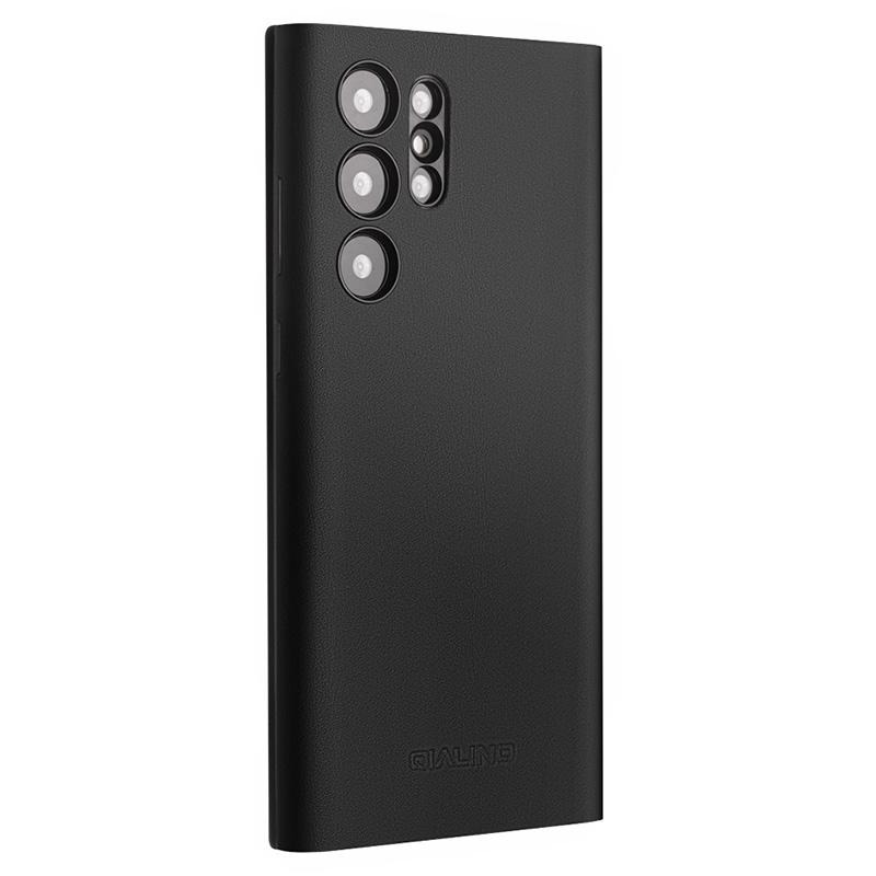 QIALINO Für Samsung Galaxy S24 Ultra Hülle Sichtfenster Echtes Rindsleder Flip Handyhülle