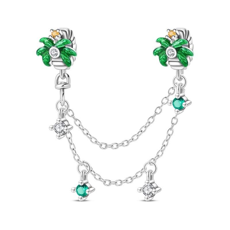 Copper Sun And Moon Plum Blossom Safety Chain Piece Bead Charms For 3Mm Original Bracelets Diy Jewelry Birthday Crafting