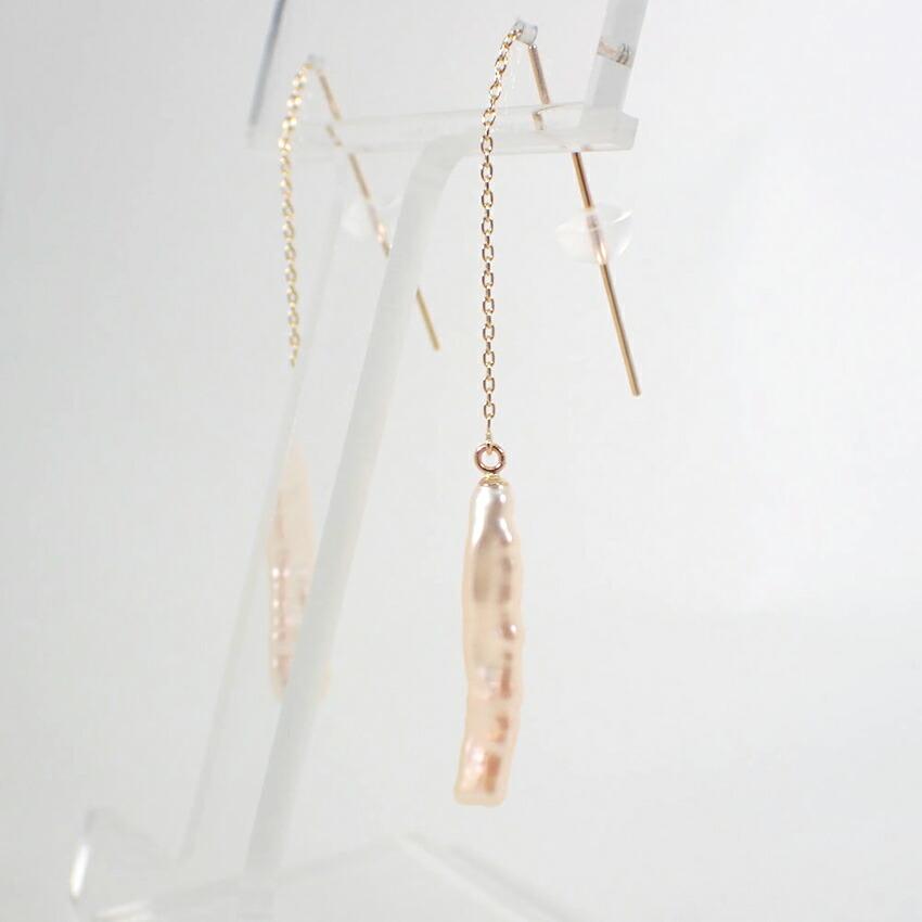 [New] K10 Freshwater Pearl/Long Chain Earrings/j33-2