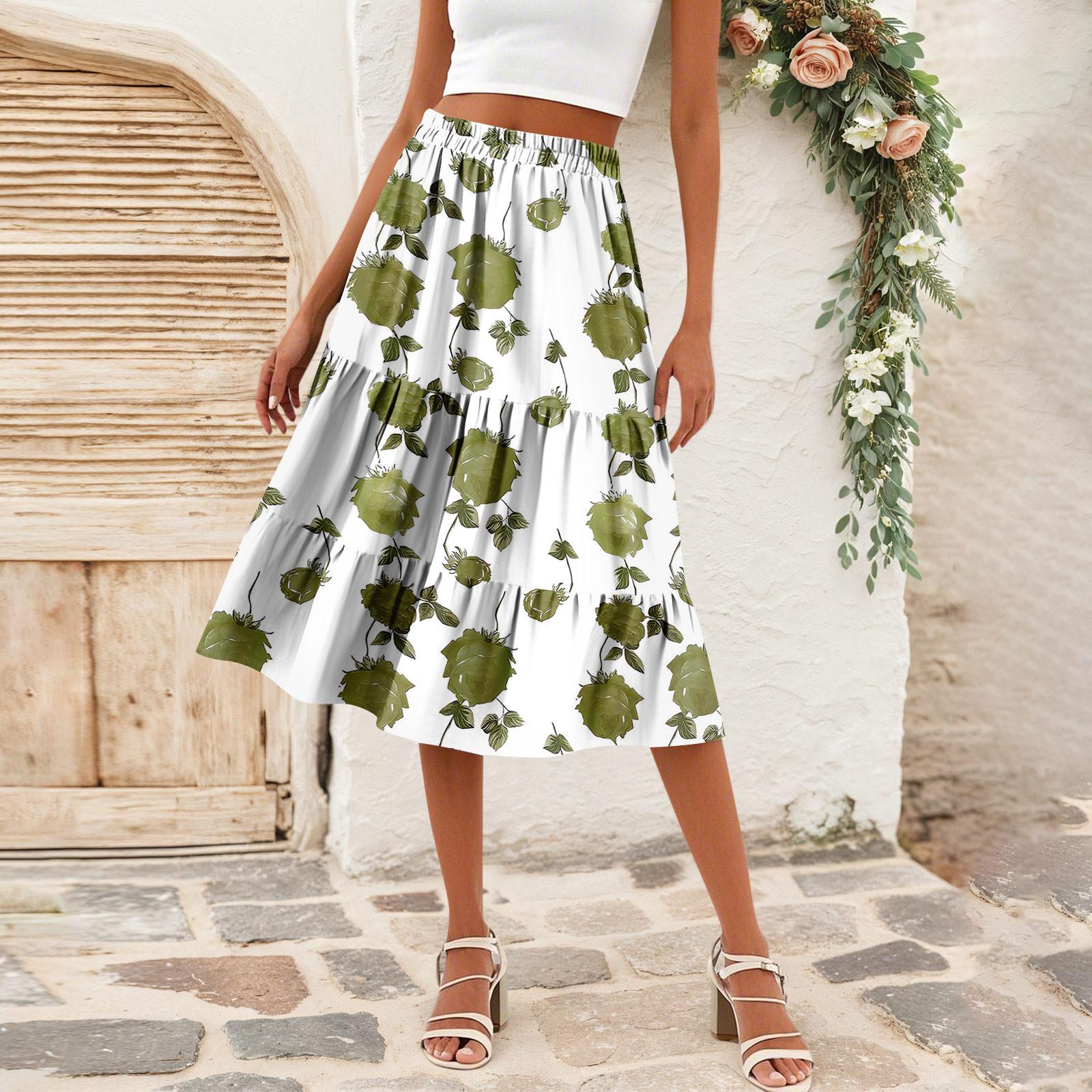 

Женская повседневная юбка А-силуэта с высокой талией, юбка в полоску с принтом в горошек и карманами XL