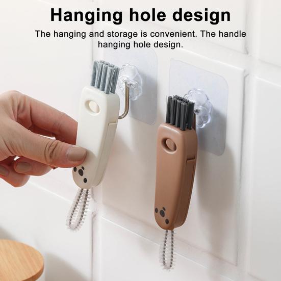 Cleaning Brush with Pointed Crevice Brush Soft Bristles Deep Reach Handle Cup Lid Straw Gap Cleaner Kitchen Tool