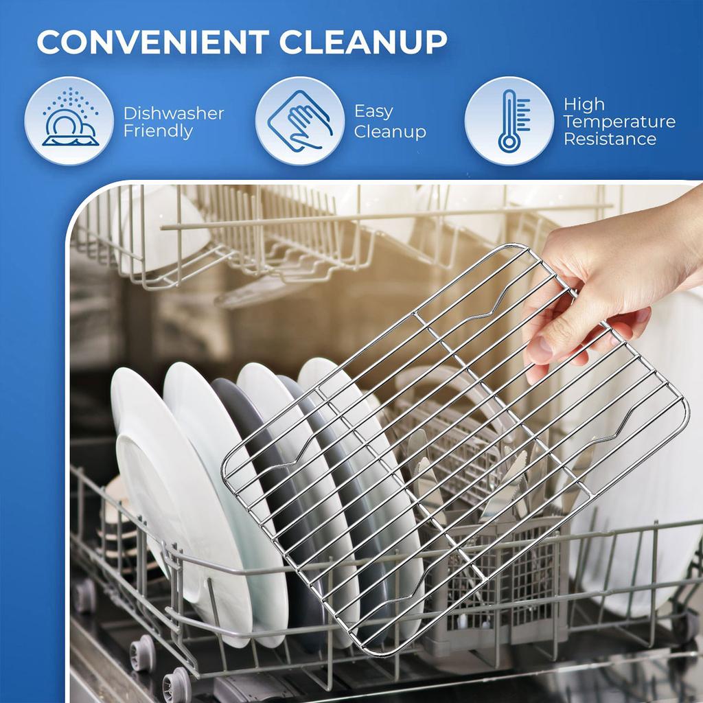 2Pcs Baking Rack Cooling Rack Stainless Steel Metal Roasting Cooking Rack Heat Resistant Bread Cake Cooling Rack Grid Baking Pan