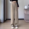 Pantalon d'automne 2026 pour femme, taille haute, jambe large, drapé, style chinois, couleur unie, coupe décontractée