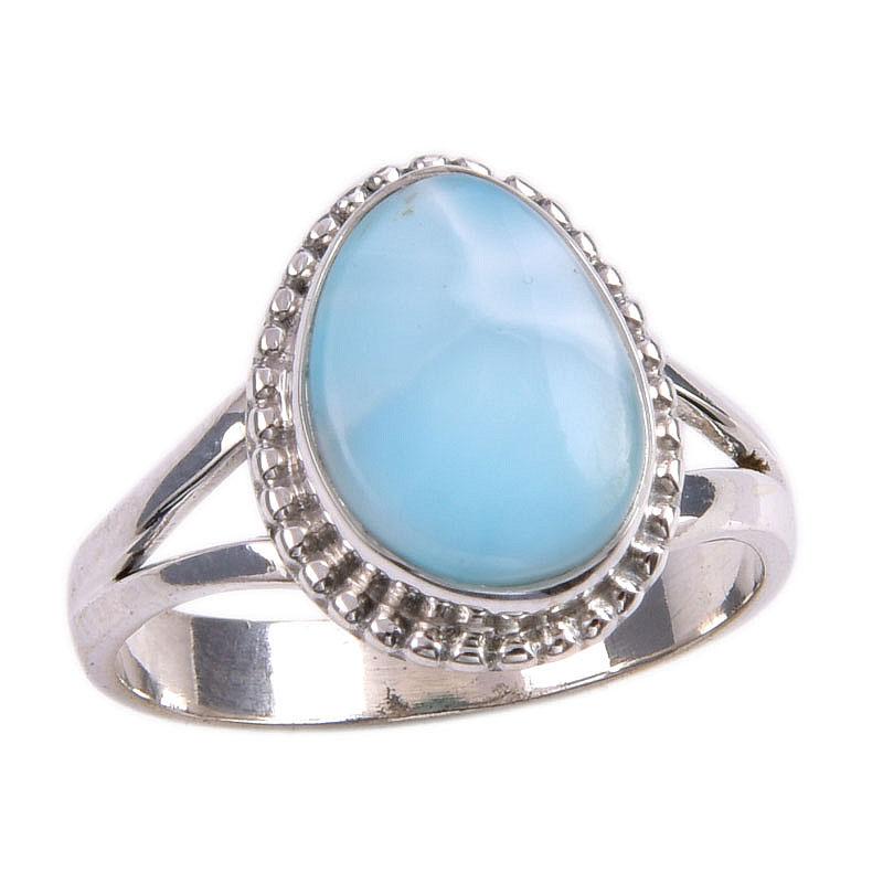 Natural Republic Larimar Gemstone 925 Solid Silver Jewelry Ring Size 6.5 a8v53