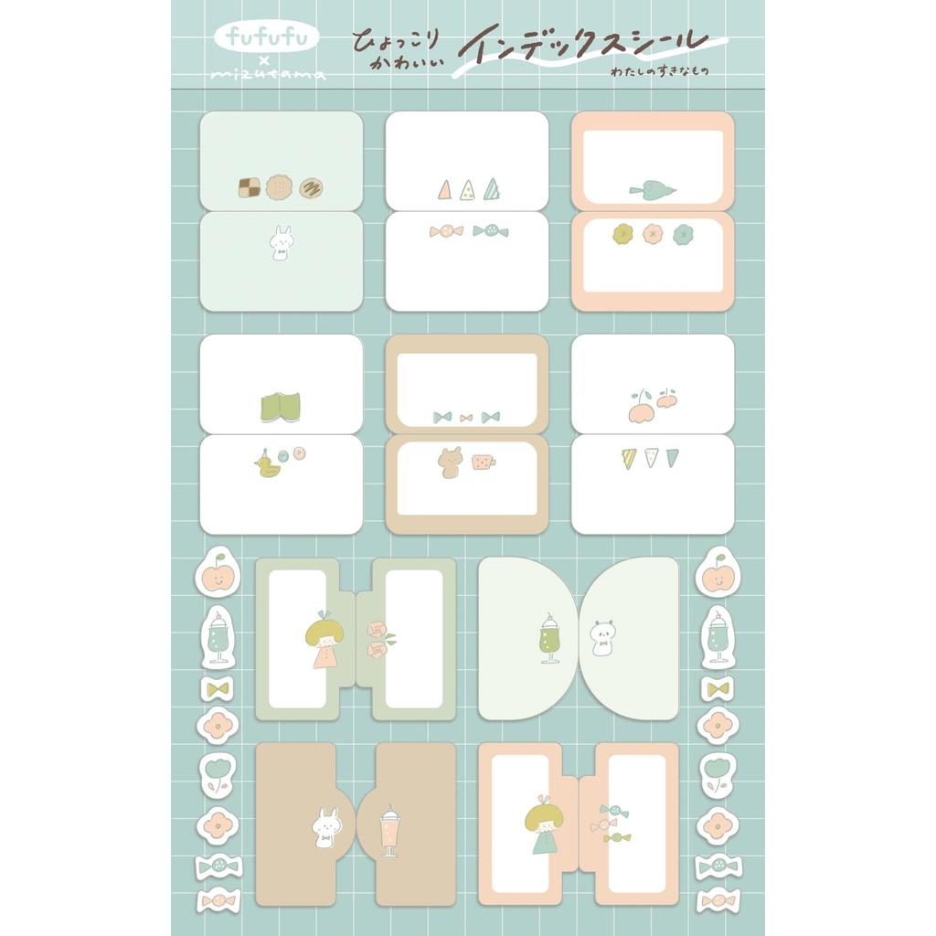 Furukawa Paper Index Seal Stickers - Fufufu Planner Series x Mizutama, Flower Design, QS320