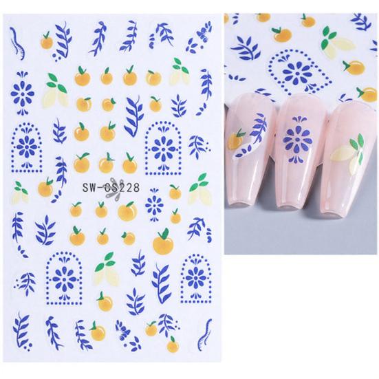 Frucht-Nagelkunst-Aufkleber Selbstklebend Zitrone Erdbeere Blaubeere Maniküre-Dekor Aufkleber Einfach anzuwenden Zuhause Salon DIY Nagelzubehör