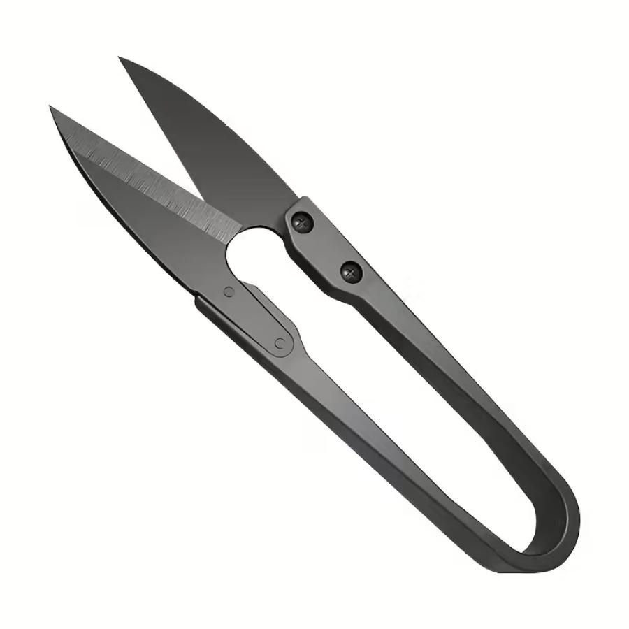 1/2 Piece U-shaped Scissors in Black, Portable Thread Cutting Scissors Suitable for Yarn, Embroidery, and Handicrafts