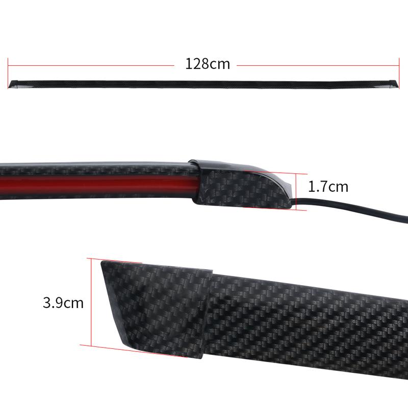 118cm 46.5in Car LED Spoiler Rear Spoiler Lip Kit For Vehicle Trunk Exterior Accessories Carbon Fiber DRL Brake Turn Signal Lamp