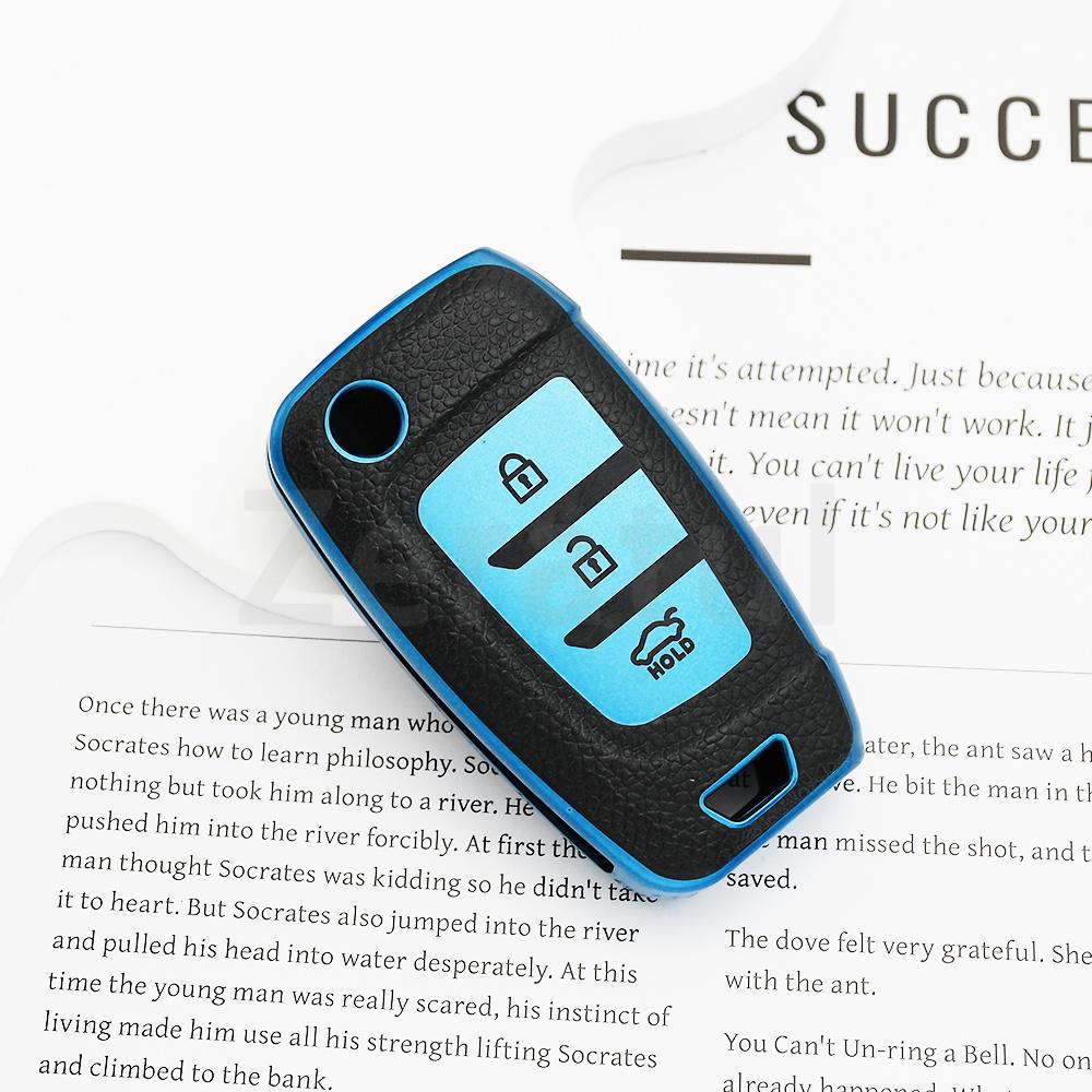 Leather Tpu Auto Car Key Case For Hyundai Elantra Solaris Tucson I30 I35 I40 Kona Genesis Santa Fe Azera Cover Holder Shell Fob