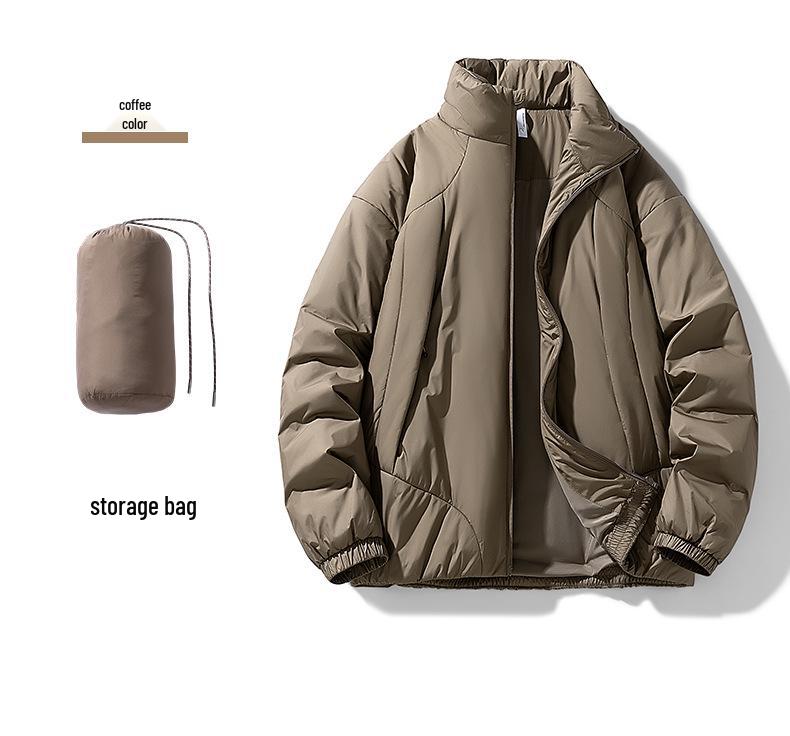 2025 Thickened Winter Cotton Jacket: Casual Solid Color, Stand Collar, Korean Style