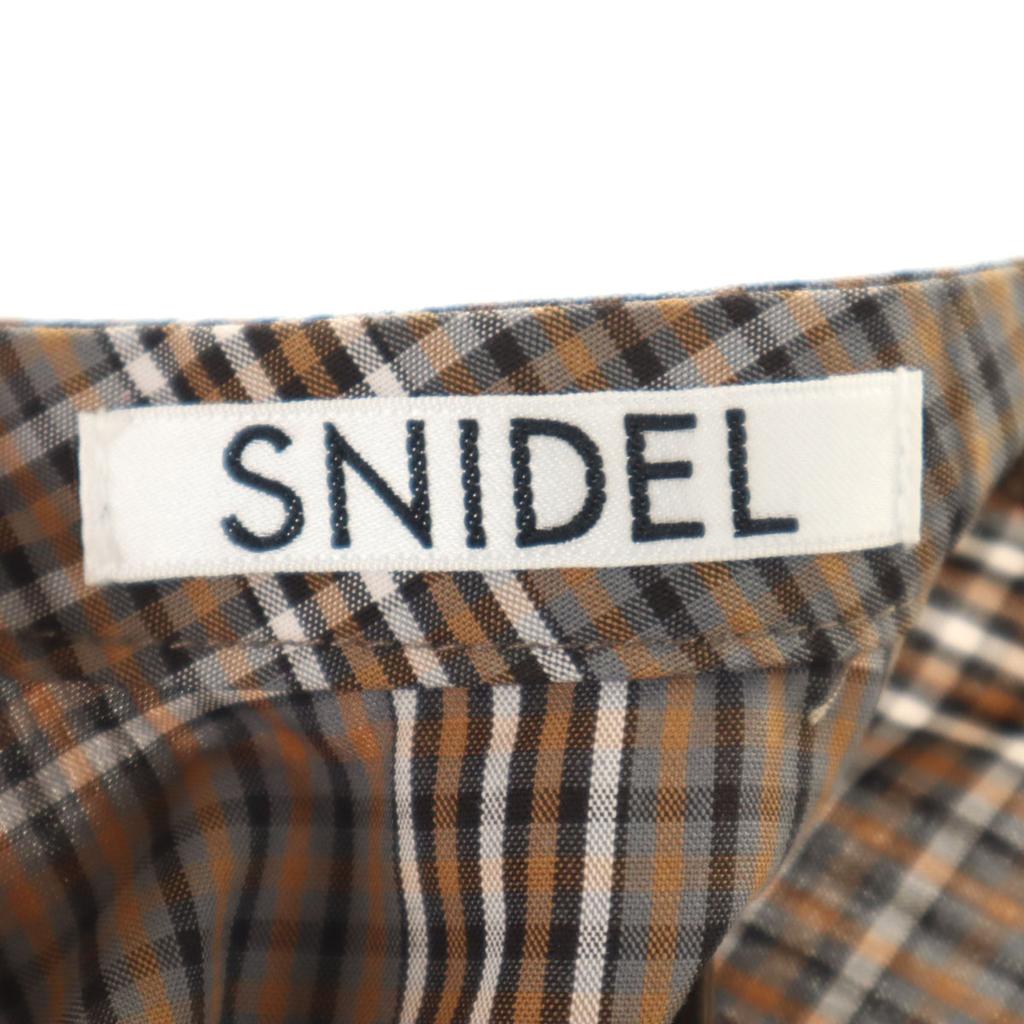 SNIDEL Check Pattern No Sleeve Waist Shirring One Piece F Brown Women Used