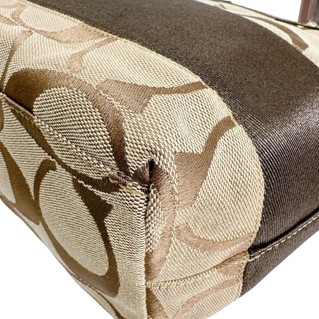 COACH canvas Signature Tote Bag canvas Brown Women 10124 Used