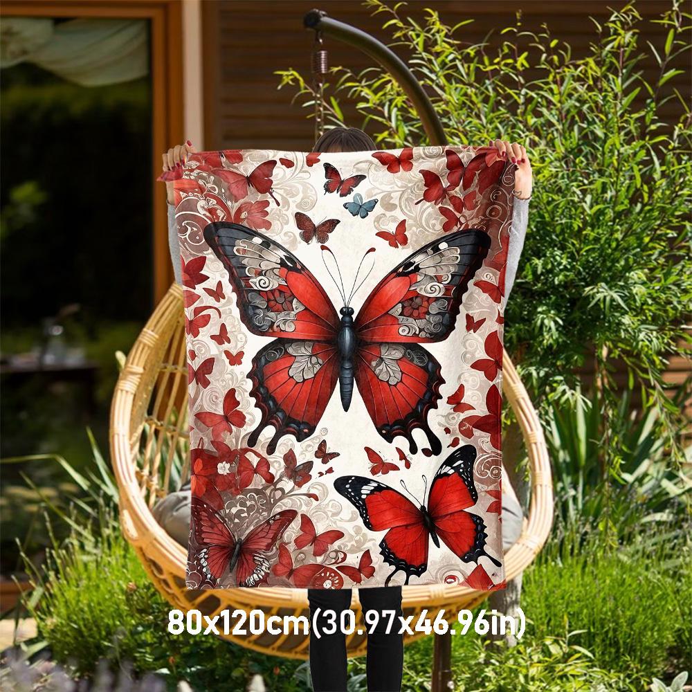 

1pc Butterfly Pattern Outdoor Flannel Blanket Soft Warm All-Season Throw for Sofa Bed Car Camping Office, Cozy Gift Idea1325S 80x120cm(31x47inch)