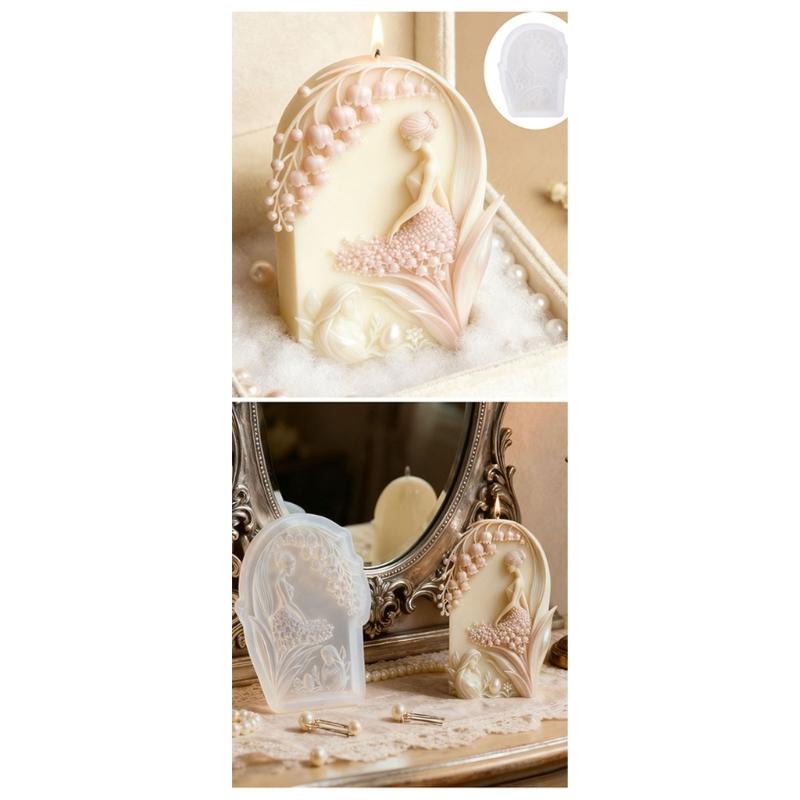 Lilys of the Valley Silicone Candle Mould Featuring Florals Designs for Realistic Home Candle Easy Demold Process