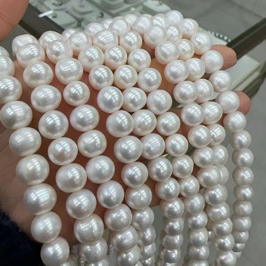 1String, White Natural Shell Mother of Pearl Beads, 10-11mm Round Beads for Jewelry Making DIY Necklace Bracelet Accessories, Bulk Wedding Gifts 36cm