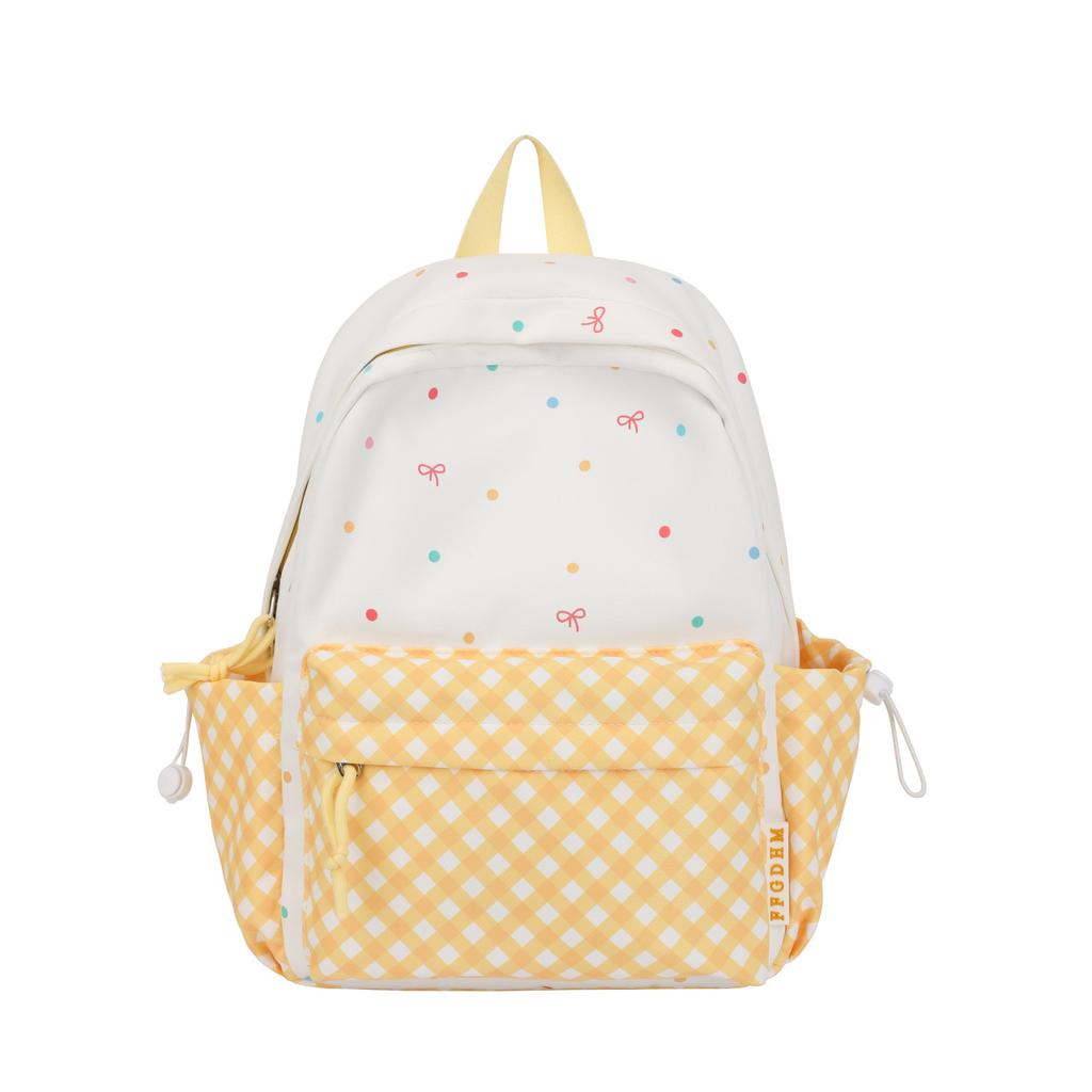 Schoolbag New Ins Cute Polka Dot Plaid Backpack, Primary and Secondary School Schoolbag, Women's Lightweight Large-capacity Travel Backpack