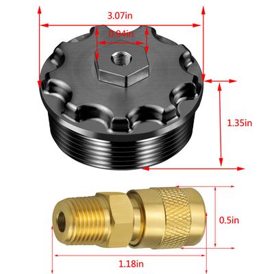 Aluminum Fuel Filter Cap with Pressure Test Port for 2003-2007 Ford Power Stroke 6.0L