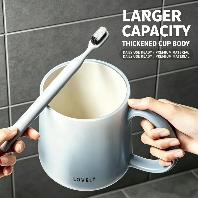 Mold Proof Plastic Mouthwash Cup Gradient Color Comfortable Handle For Home Bathroom Oral Hygiene Use